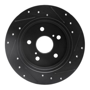 Lexus NX200T Brake Rotor (1) - Rear Left - R1 Concepts - Drilled & Slotted - Black - `15-`25